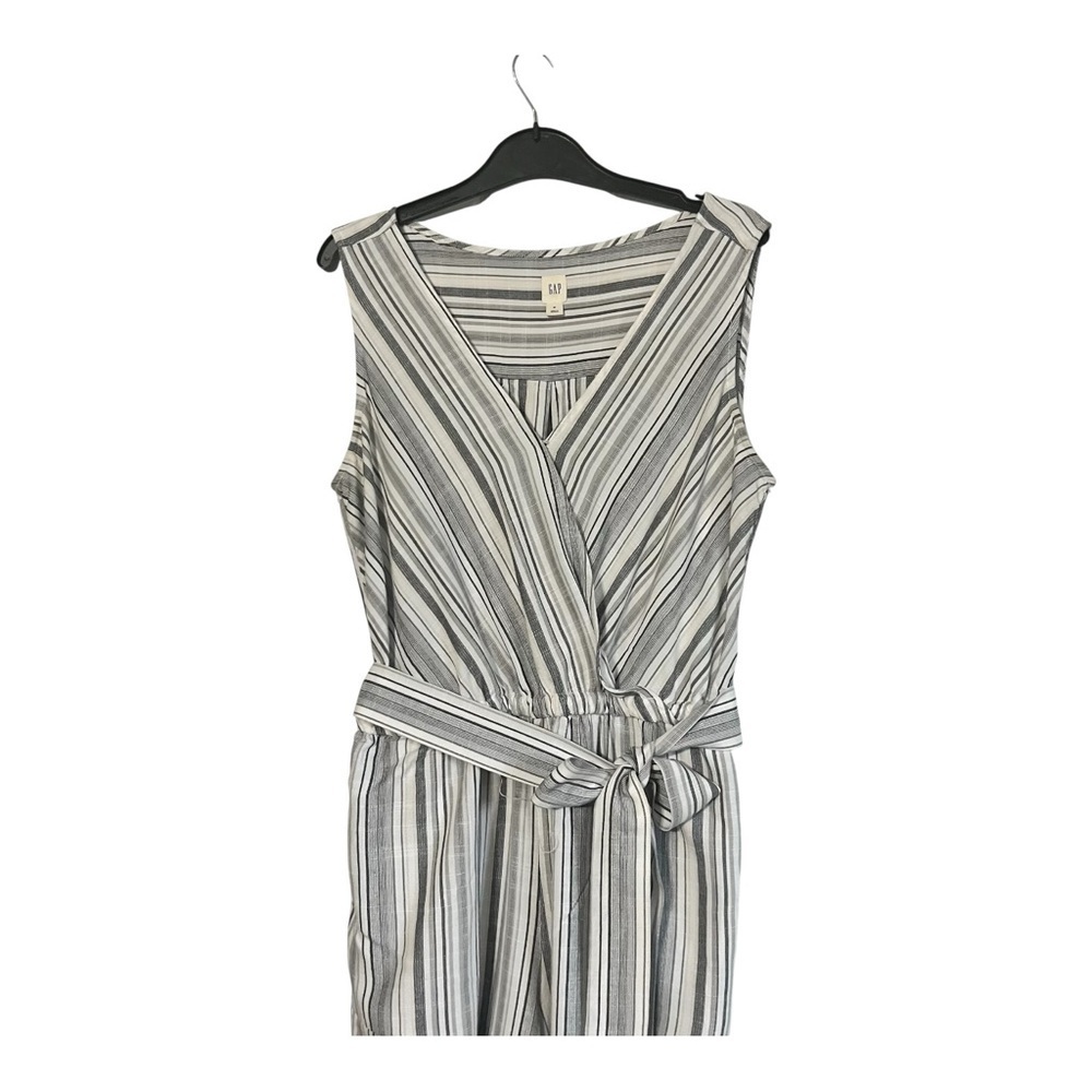 GAP Striped Wrap Jumpsuit - Charcoal and White - Picture 2 of 8